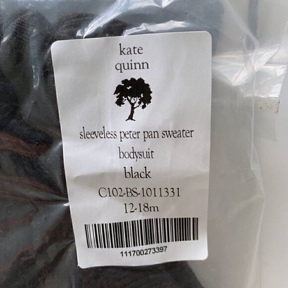 Kate Quinn Organics Black Sleeveless Peter Pan Sweater Bodysuit 12-18 Months - Picture 4 of 4